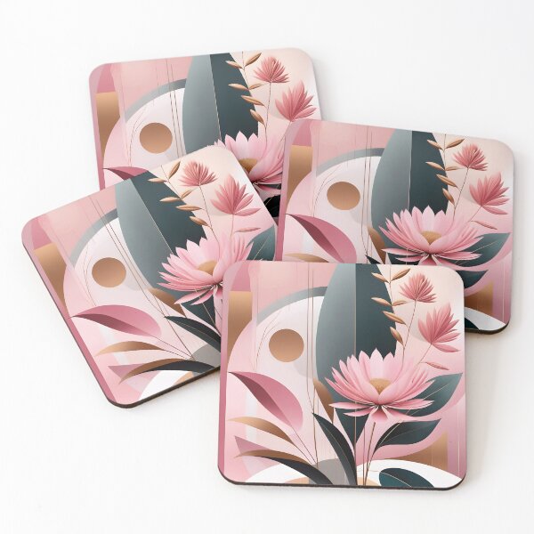 Item preview, Mid Century Botanical Retro Geometric Leaves  Florals  Pink Green  designed and sold by Prints and Lifestyle.