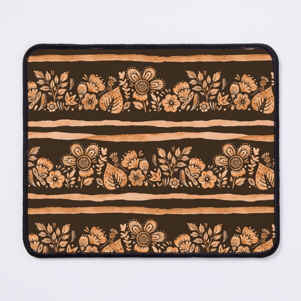 Item preview, Folk floral dark brown watercolor ethnic flower art designed and sold by Red-Ink.