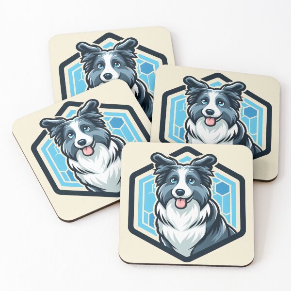 Item preview, Border Collie Blue Merle Herding Dog Cartoon Illustration Smiling designed and sold by CoffeeIsATrip.