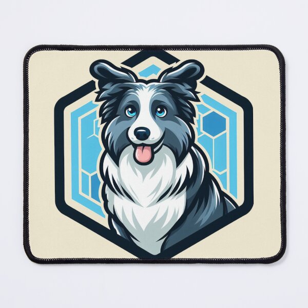 Item preview, Border Collie Blue Merle Herding Dog Cartoon Illustration Smiling designed and sold by CoffeeIsATrip.