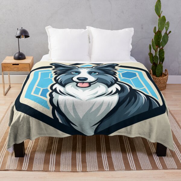 Item preview, Border Collie Blue Merle Herding Dog Cartoon Illustration Smiling designed and sold by CoffeeIsATrip.