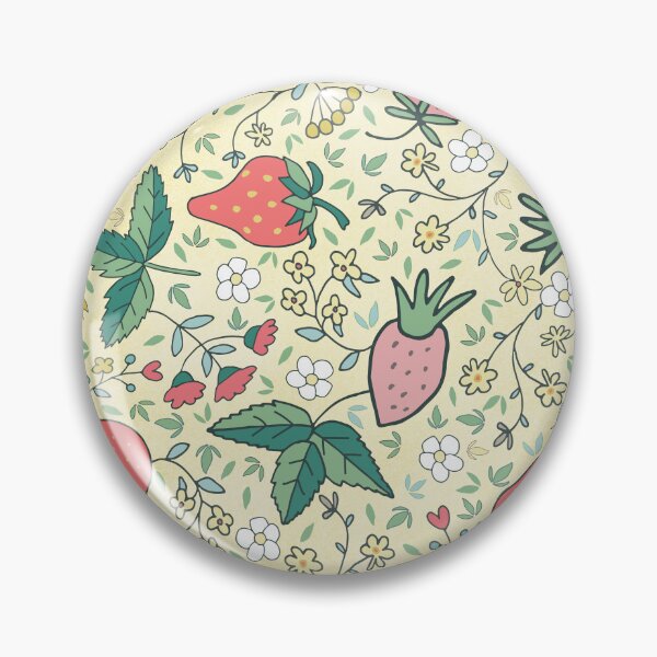 Artikelvorschau, Muster mit Erdbeeren. und Blumen auf hellgelb entworfen und verkauft von colorofmagic.