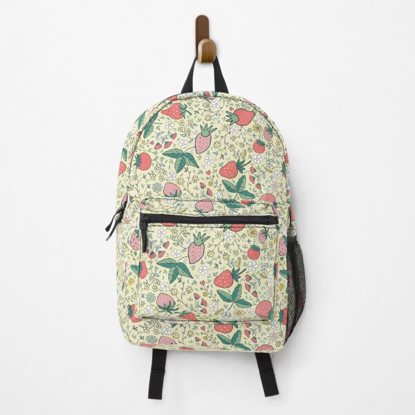 Artikelvorschau, Muster mit Erdbeeren. und Blumen auf hellgelb entworfen und verkauft von colorofmagic.