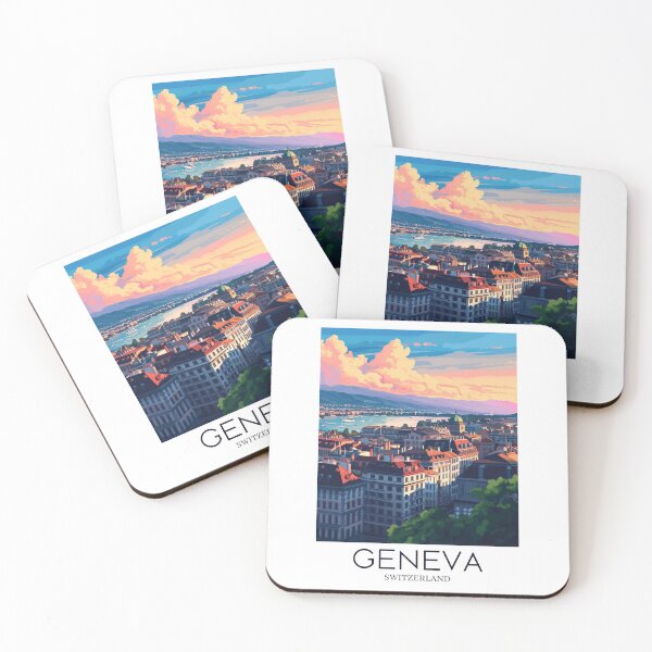 Item preview, A Pop Art Travel Print of Geneva - Switzerland  designed and sold by StudioRedKoala.