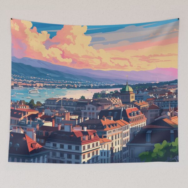 Item preview, A Pop Art Travel Print of Geneva - Switzerland  designed and sold by StudioRedKoala.