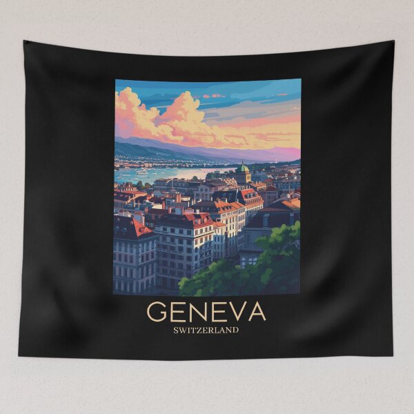 Item preview, A Pop Art Travel Print of Geneva - Switzerland  designed and sold by StudioRedKoala.