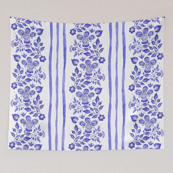 Item preview, Folk floral watercolor ethnic flower art designed and sold by Red-Ink.
