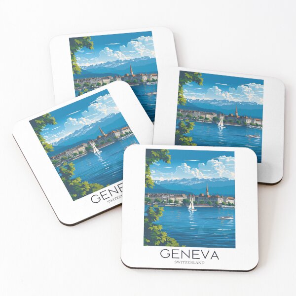 Item preview, A Pop Art Travel Print of Geneva - Switzerland  designed and sold by StudioRedKoala.