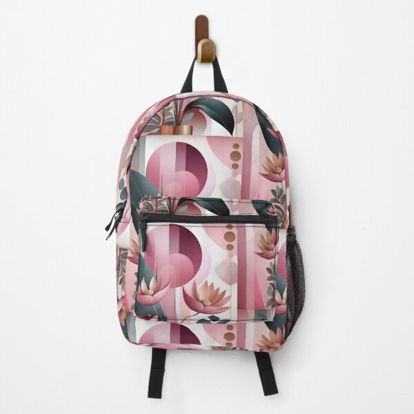 Item preview, Mid Century Botanical Retro Geometric Leaves Florals Pink, Green designed and sold by Prints and Lifestyle.