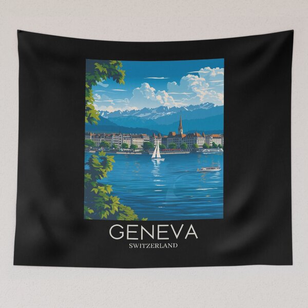 Item preview, A Pop Art Travel Print of Geneva - Switzerland  designed and sold by StudioRedKoala.