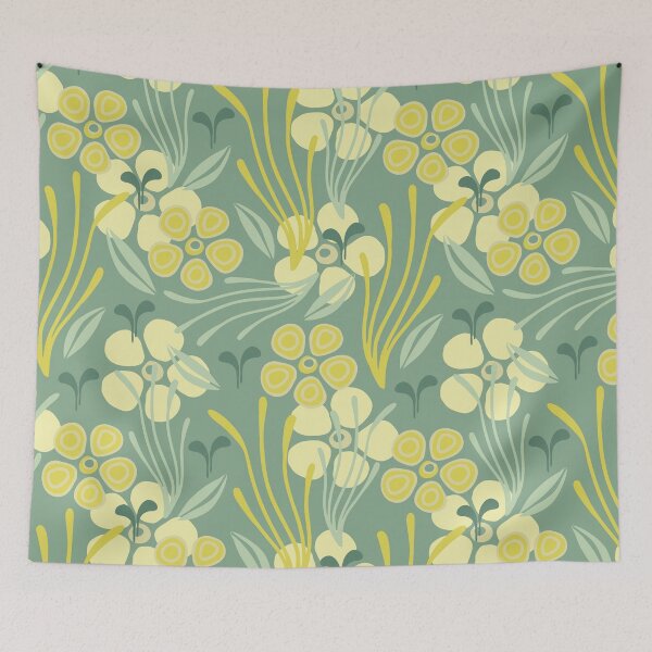 Item preview, Algae flowers turquoise designed and sold by ChallaDesign.