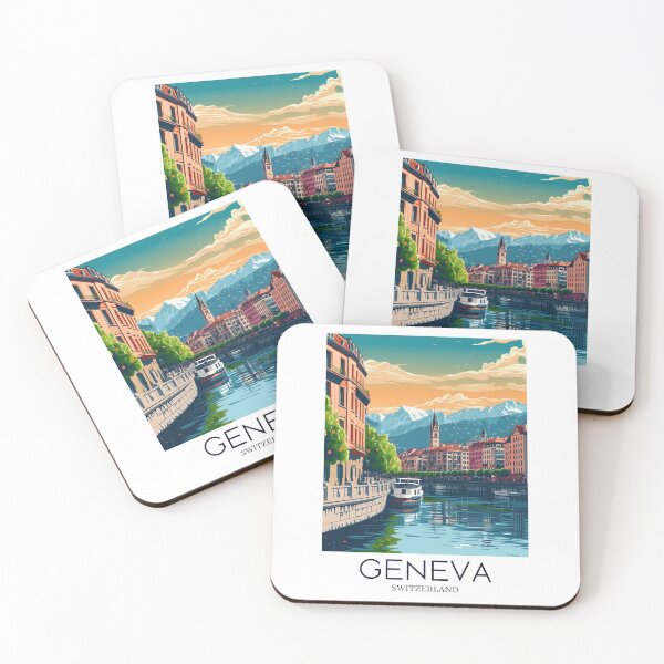 Item preview, A Pop Art Travel Print of Geneva - Switzerland  designed and sold by StudioRedKoala.