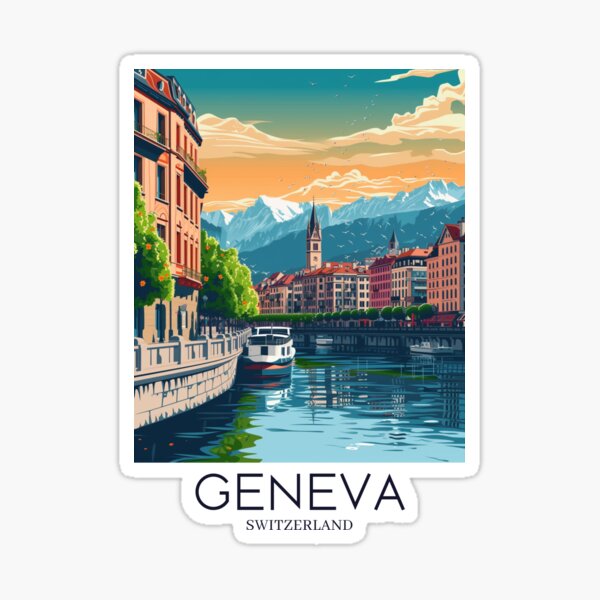 Item preview, A Pop Art Travel Print of Geneva - Switzerland  designed and sold by StudioRedKoala.