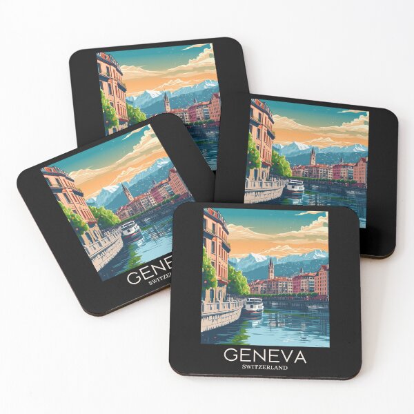 Item preview, A Pop Art Travel Print of Geneva - Switzerland  designed and sold by StudioRedKoala.