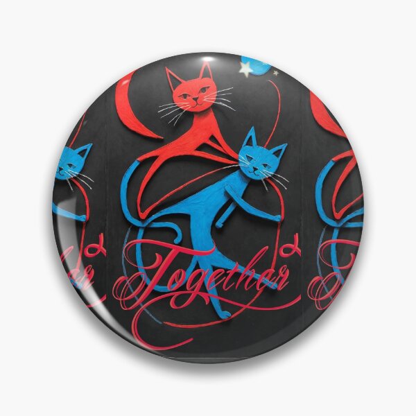 Item preview, Together on a black background of blue and red kinetic cats connected by a fillf it designed and sold by Creativesphotos.