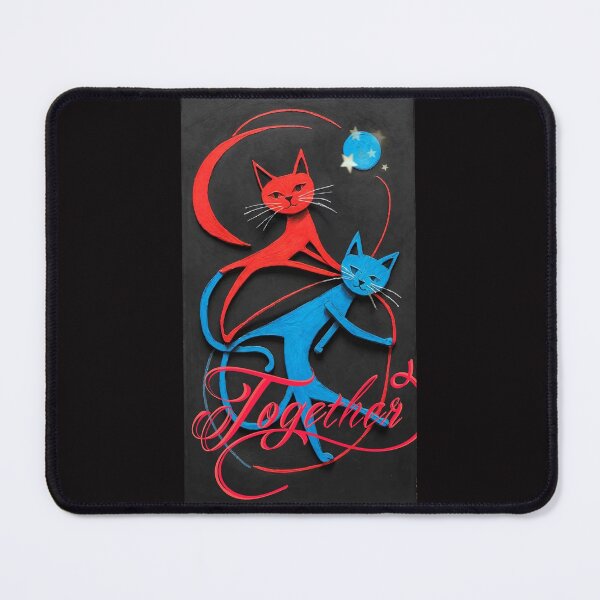 Item preview, Together on a black background of blue and red kinetic cats connected by a fillf it designed and sold by Creativesphotos.