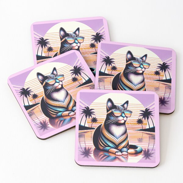 Item preview, A retro cat resting on the beach. designed and sold by veroniss.