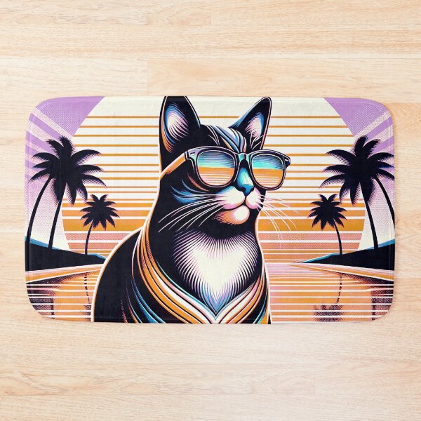Item preview, A retro cat resting on the beach. designed and sold by veroniss.