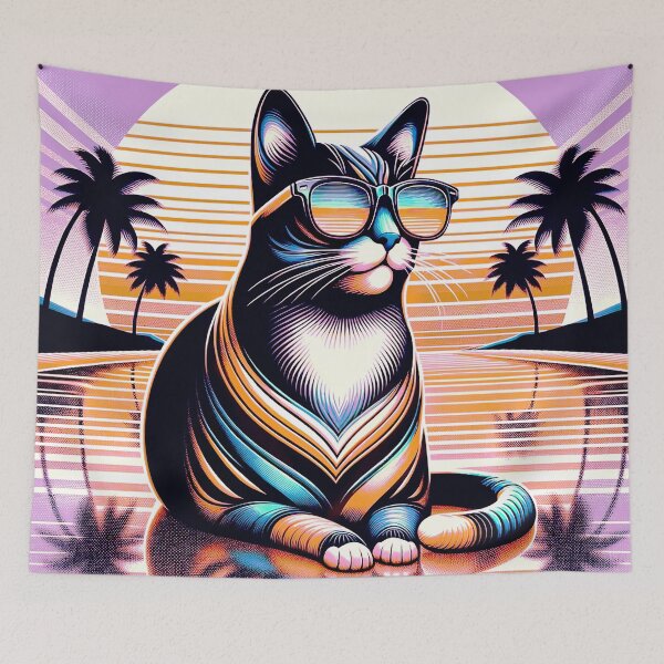 Item preview, A retro cat resting on the beach. designed and sold by veroniss.