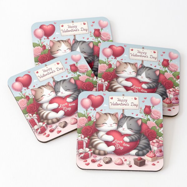 Item preview, Happy Valentine's Day Cats in Love designed and sold by printmala.