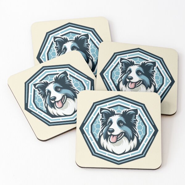 Item preview, Border Collie Blue Merle Herding Dog Cartoon Illustration Happy designed and sold by CoffeeIsATrip.