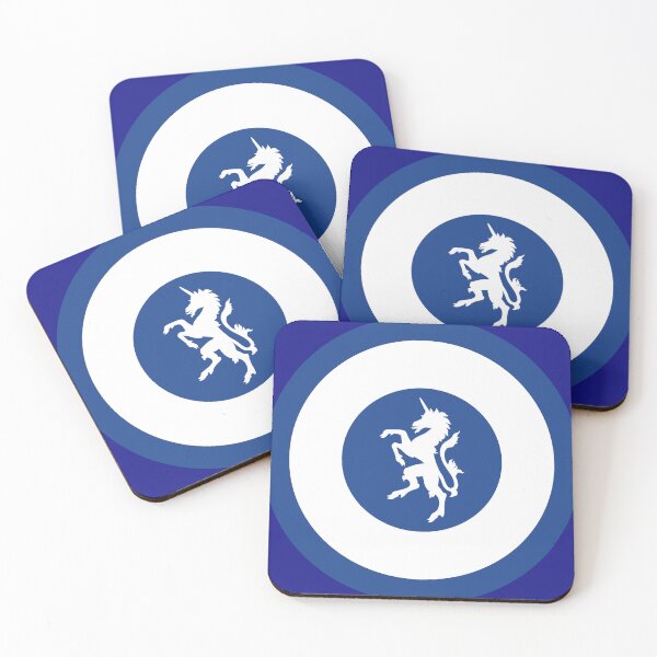Item preview, Unicorn Scottish blue white retro mod roundel designed and sold by ModSupporters.