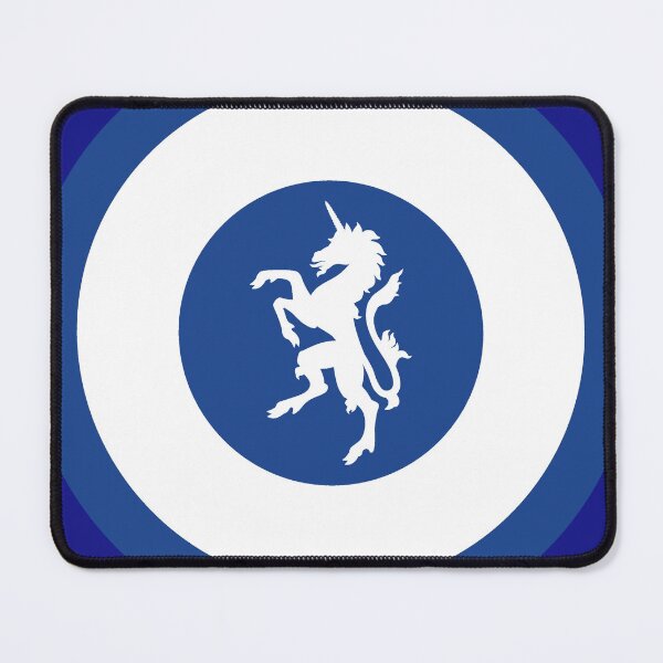 Item preview, Unicorn Scottish blue white retro mod roundel designed and sold by ModSupporters.