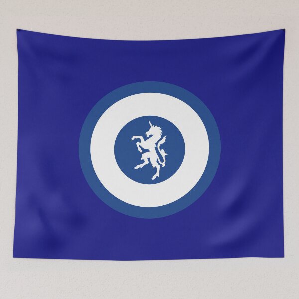 Item preview, Unicorn Scottish blue white retro mod roundel designed and sold by ModSupporters.