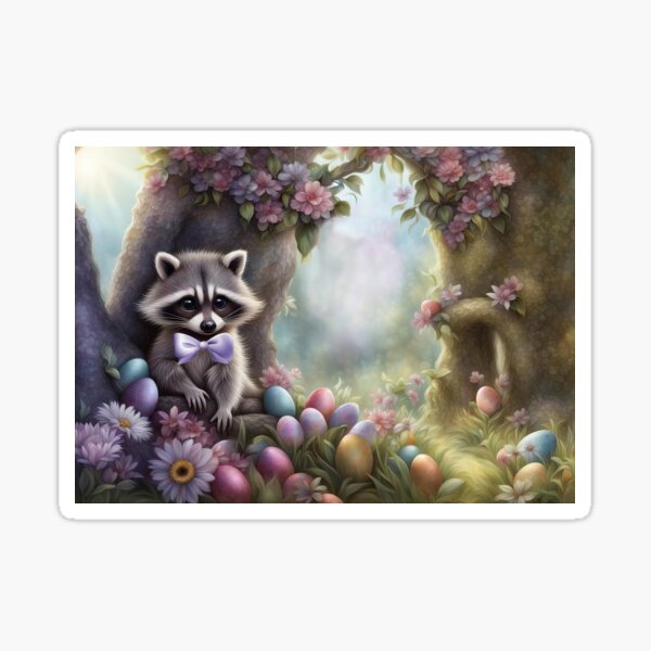 Item preview, Easter Bandit Raccoon with Eggs designed and sold by Stephanie Laird.