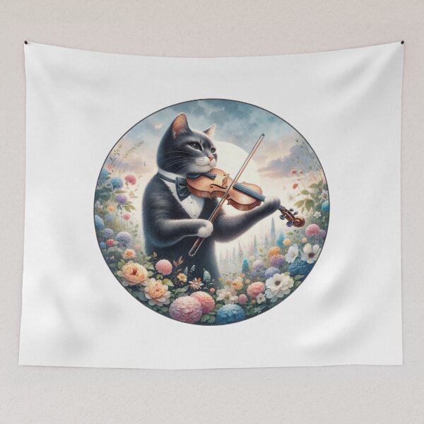 Item preview, Violin Playing Cat | Cute | Instruments | Serene designed and sold by ShopCoolStop.