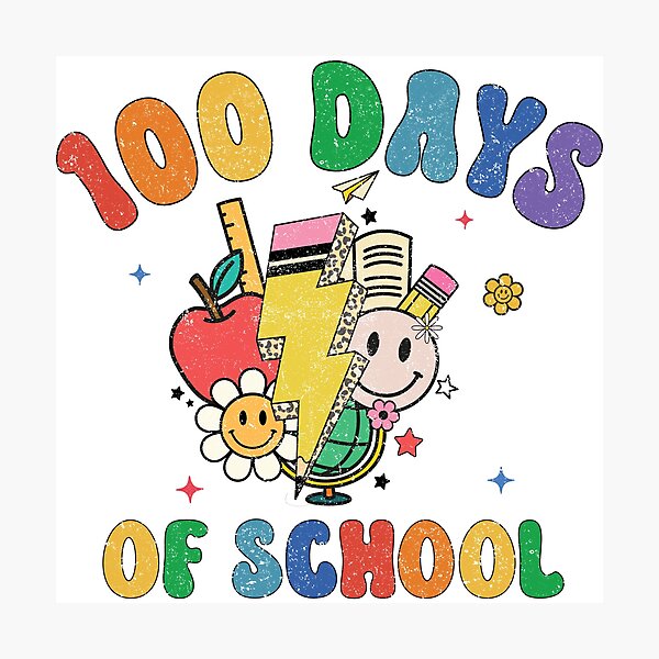 Item preview, 100 Days of School Retro Teacher Student designed and sold by WildPalette-Art.