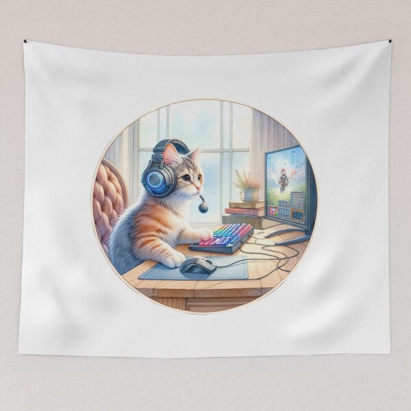 Item preview, Gaming Cat | Cute | Gaming | Serene designed and sold by ShopCoolStop.