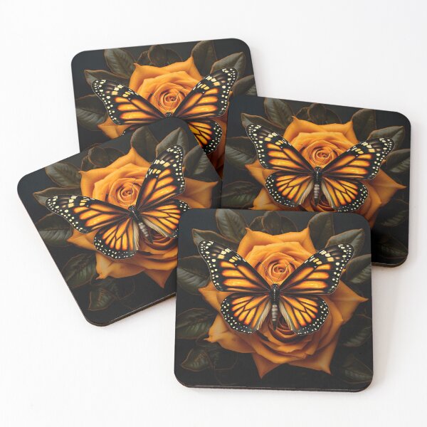 Item preview, Vibrant orange Monarch Butterfly with roses designed and sold by dcrc.