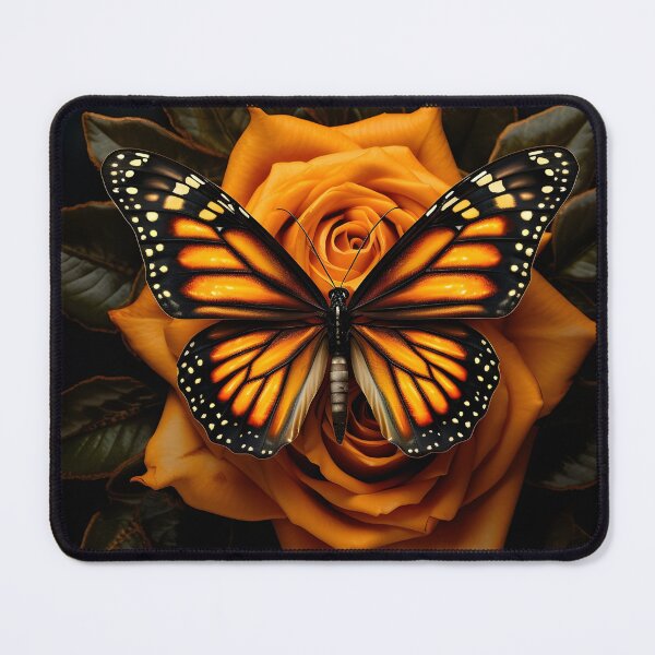 Item preview, Vibrant orange Monarch Butterfly with roses designed and sold by dcrc.