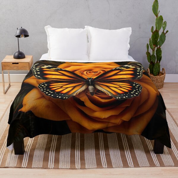 Item preview, Mariposa Monarca naranja vibrante con rosas designed and sold by dcrc.