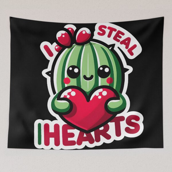 Item preview, I Steal Hearts Cute Cactus Character Design designed and sold by WickedAI.