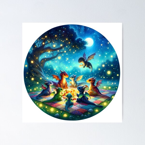Item preview, Magical Dragon Picnic | Fantasy | Dragons | Serene designed and sold by ShopCoolStop.