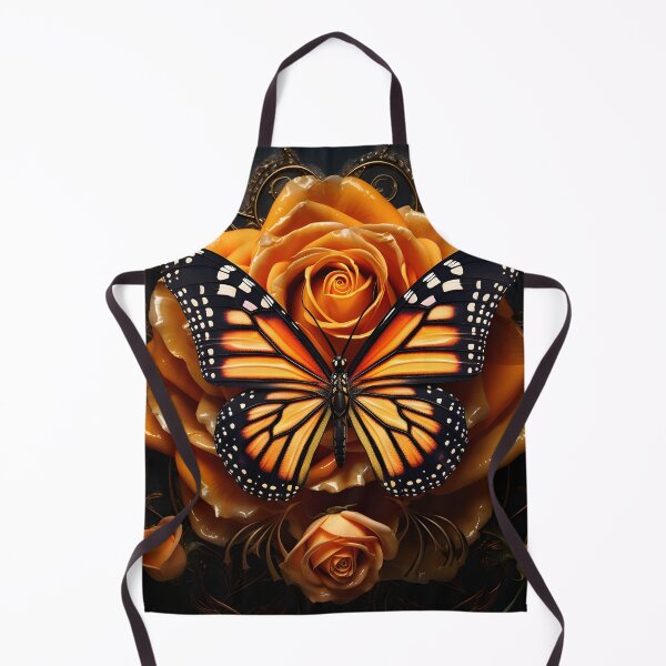 Item preview, vibrant orange monarch butterfly with roses designed and sold by dcrc.