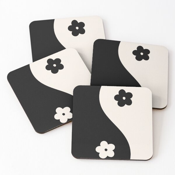 Item preview, Yin Yang Flower Black and Beige Aesthetic designed and sold by LinDraws.
