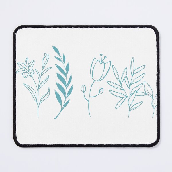 Aperçu de l'œuvre Éléments floraux en bleu créée et vendue par Swingfroglet.