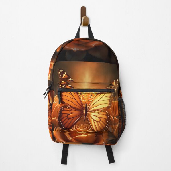 Item preview, vibrant orange monarch butterfly with roses designed and sold by dcrc.