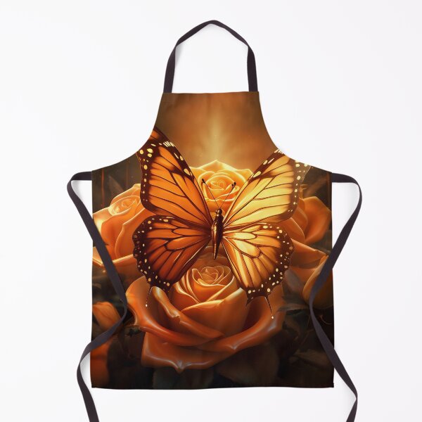 Item preview, vibrant orange monarch butterfly with roses designed and sold by dcrc.