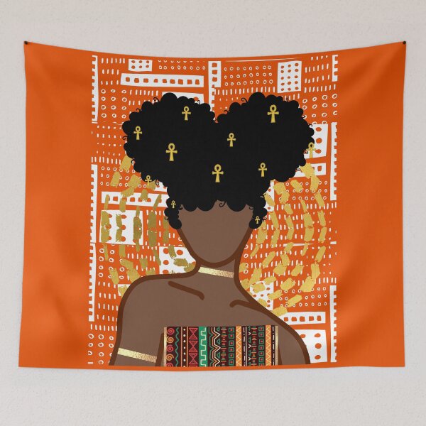 Item preview, Black Woman with Afro Puff Hair Art  designed and sold by AJdodd.
