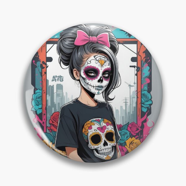 Item preview, Framed Sugar Skull Girl with Flowers designed and sold by A78-Designs.