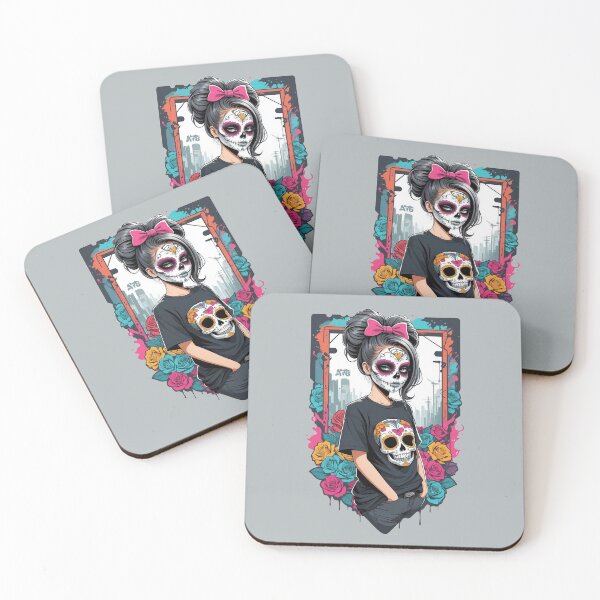 Item preview, Framed Sugar Skull Girl with Flowers designed and sold by A78-Designs.