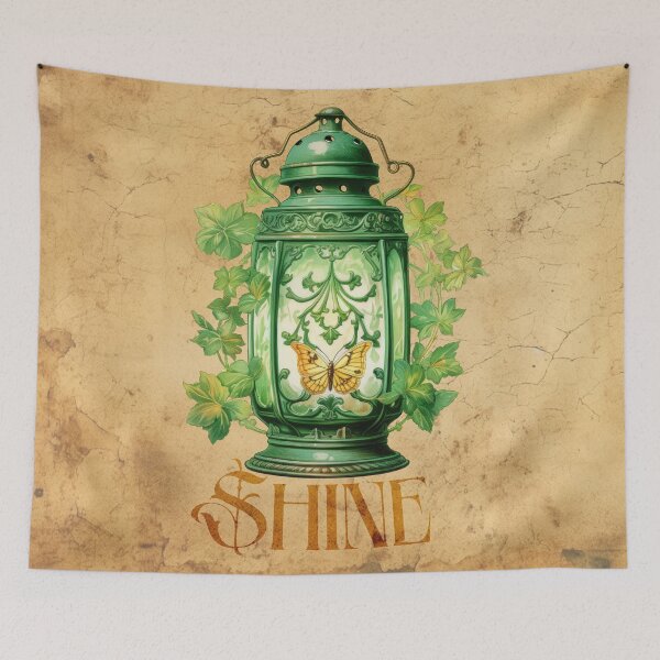 Item preview, Ancient lantern with orange butterfly in the ivy - fairycore elf house fairy core fairy tale designed and sold by Fantasy Cache.