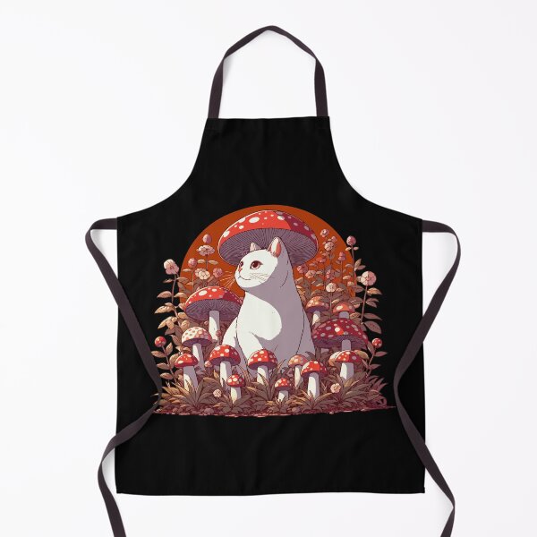 Item preview, Funny Vintage White Cat in Mushroom Garden designed and sold by TomFrontierArt.