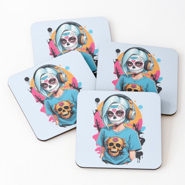Item preview, Sugar Skull Girl with White Hair designed and sold by A78-Designs.