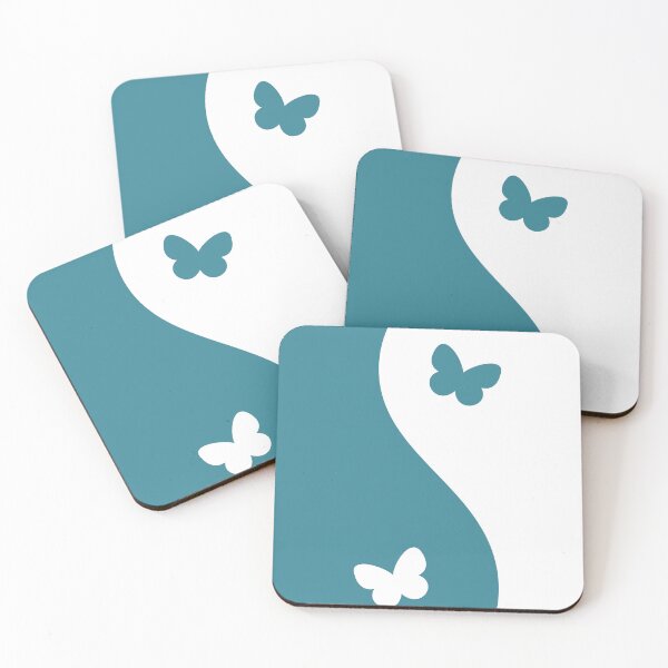Item preview, Yin Yang Butterfly Teal and White Aesthetic designed and sold by LinDraws.
