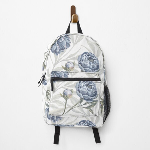 Item preview, Watercolor indigo blue Peonies and translucent leaves pattern with white background. designed and sold by NadyaSaen.